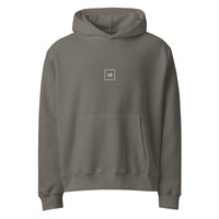 Grey unisex hoodie front view, casual streetwear sweatshirt with relaxed fit
