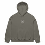 front view oversized dark grey graphic streetwear hoodie world tour typography urban streetwear clothing