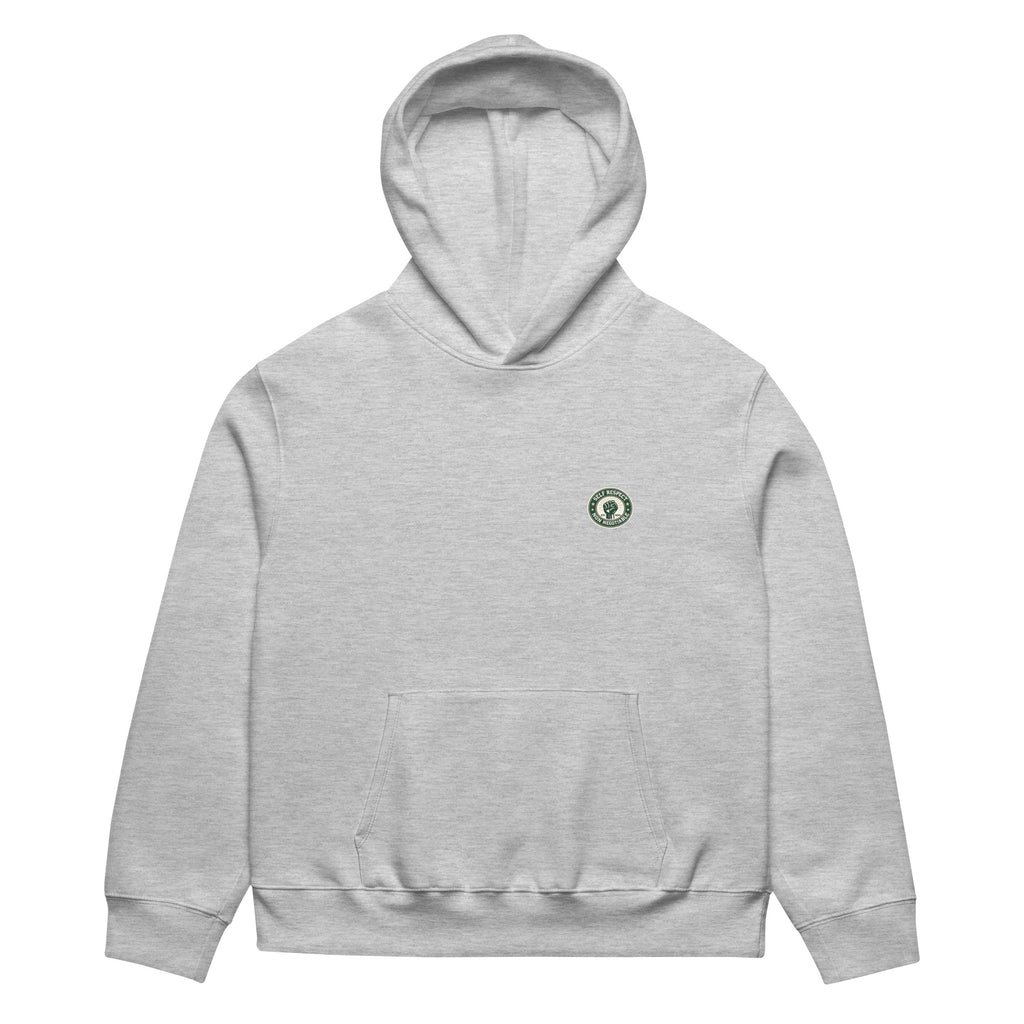 unisex streetwear hoodie front view with minimalist chest logo
