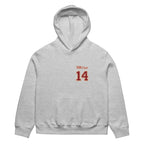 Athletic heather Heartbreaker Club 14 hoodie with small HB Club 14 varsity print on front chest.