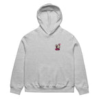 front view oversized grey graphic streetwear hoodie minimal chest logo streetwear fashion