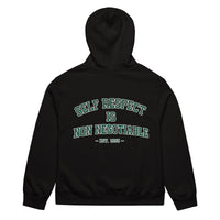 unisex streetwear hoodie back view with self respect is non negotiable quote print
