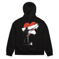 Black oversized hoodie with red heart street art back graphic