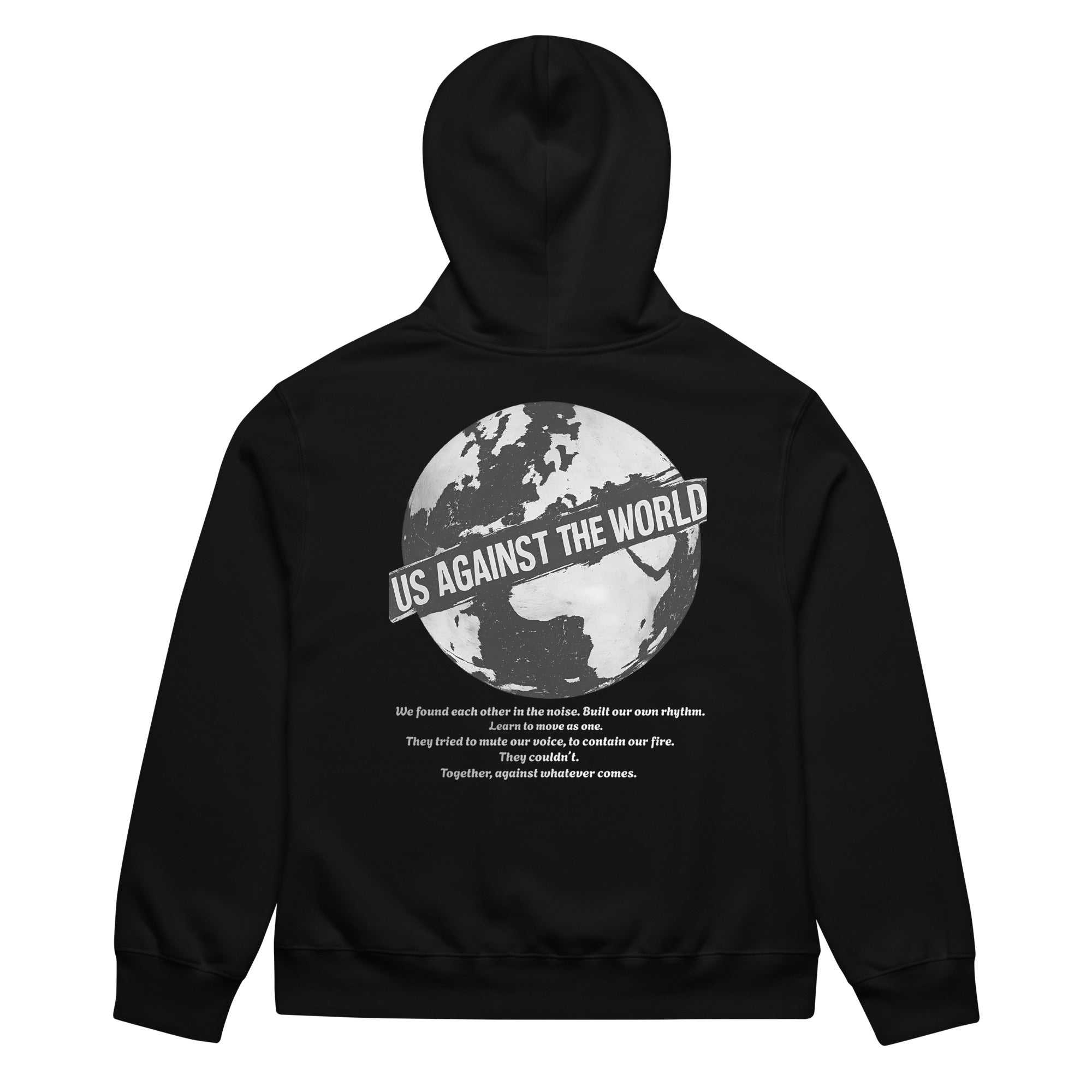 back view oversized black graphic streetwear hoodie world tour graphic design urban streetwear clothing