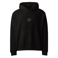 Black unisex hoodie front view, minimalist streetwear hoodie with clean design