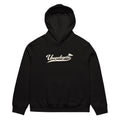 unisex streetwear hoodie front view with Unapologetic script logo
