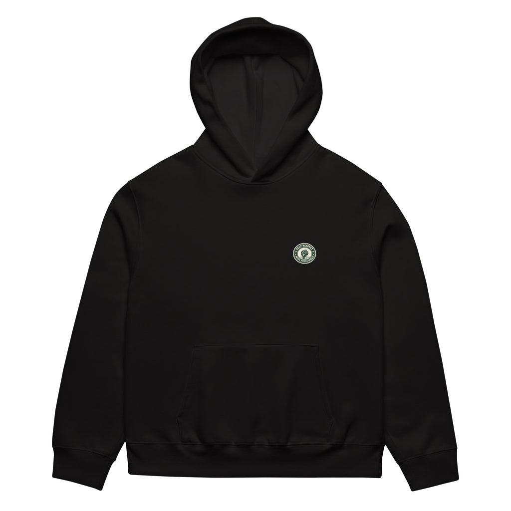 unisex streetwear hoodie front view with minimalist chest logo
