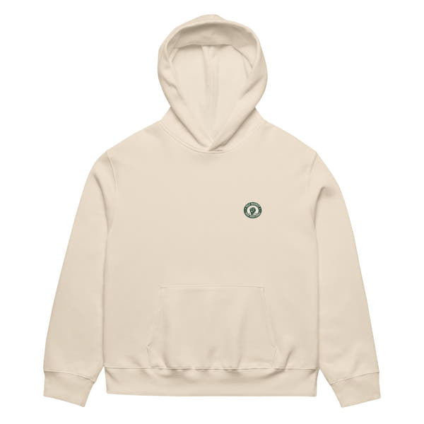 unisex streetwear hoodie front view with minimalist chest logo
