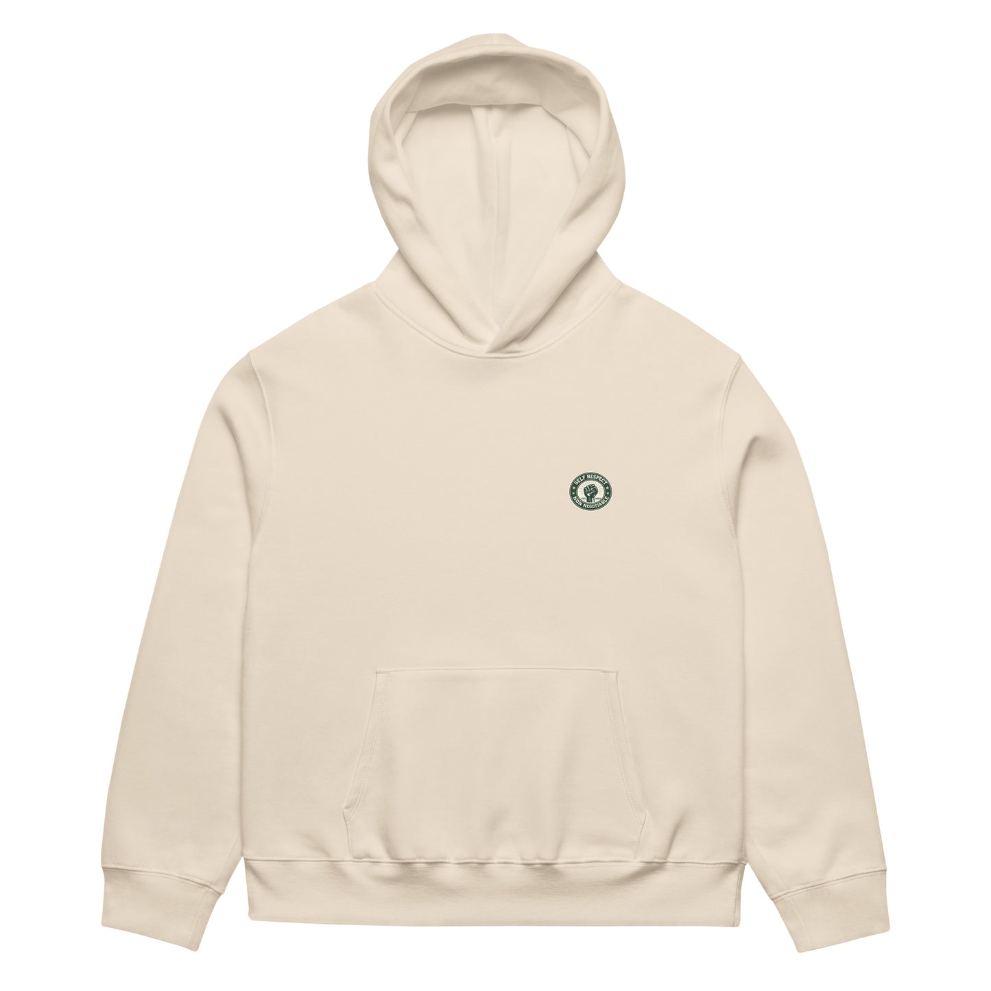 unisex streetwear hoodie front view with minimalist chest logo
