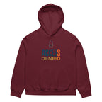 Maroon oversized graphic hoodie front view with Access Denied typography