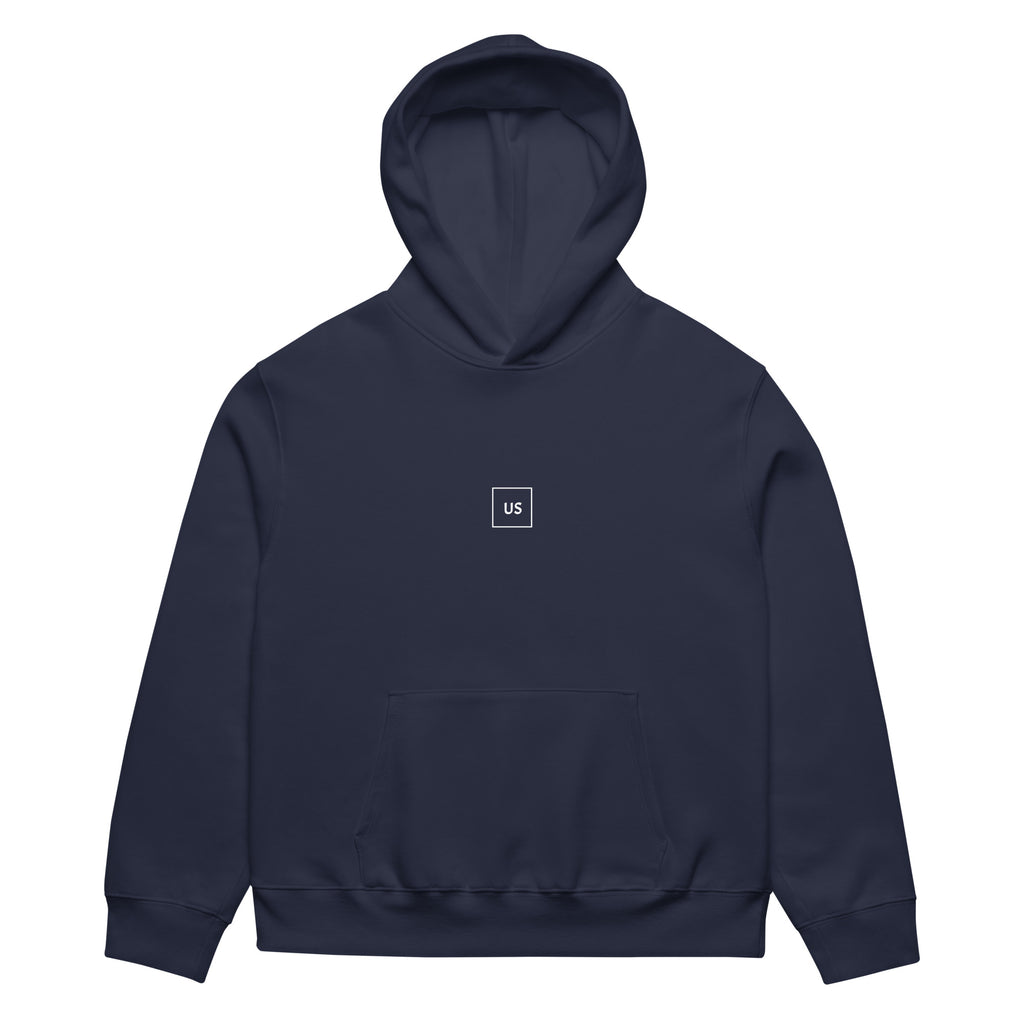 Navy blue unisex hoodie front view, minimalist streetwear hoodie for everyday wear