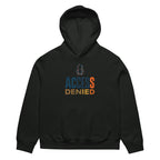 Vintage black oversized graphic hoodie front view with Access Denied typography