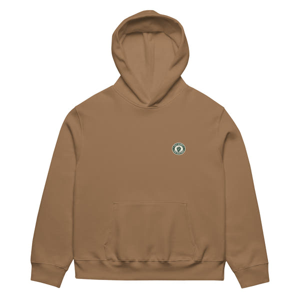 unisex streetwear hoodie front view with minimalist chest logo
