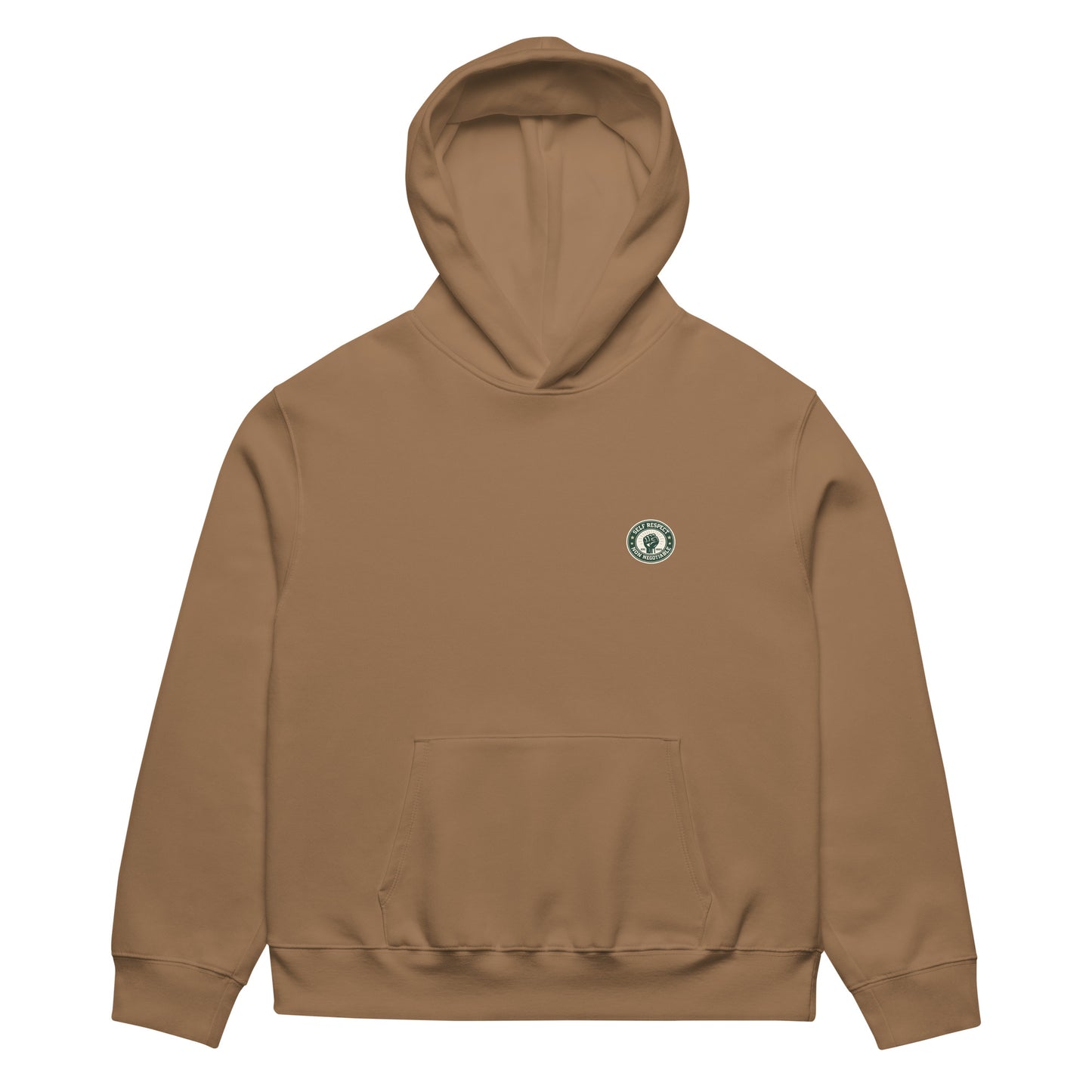 unisex streetwear hoodie front view with minimalist chest logo
