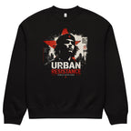 black oversized graphic sweatshirt urban resistance front view streetwear outfit