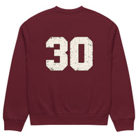 streetwear sweatshirt back view with varsity number 30 print
