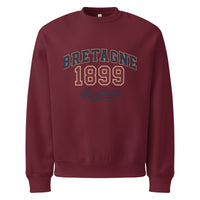 unisex sweatshirt front view with “Bretagne 1899 Heritage” vintage typography graphic