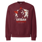 burgundy oversized graphic sweatshirt urban resistance front view urban streetwear style