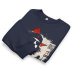 navy graphic sweatshirt folded urban resistance print detail premium streetwear clothing