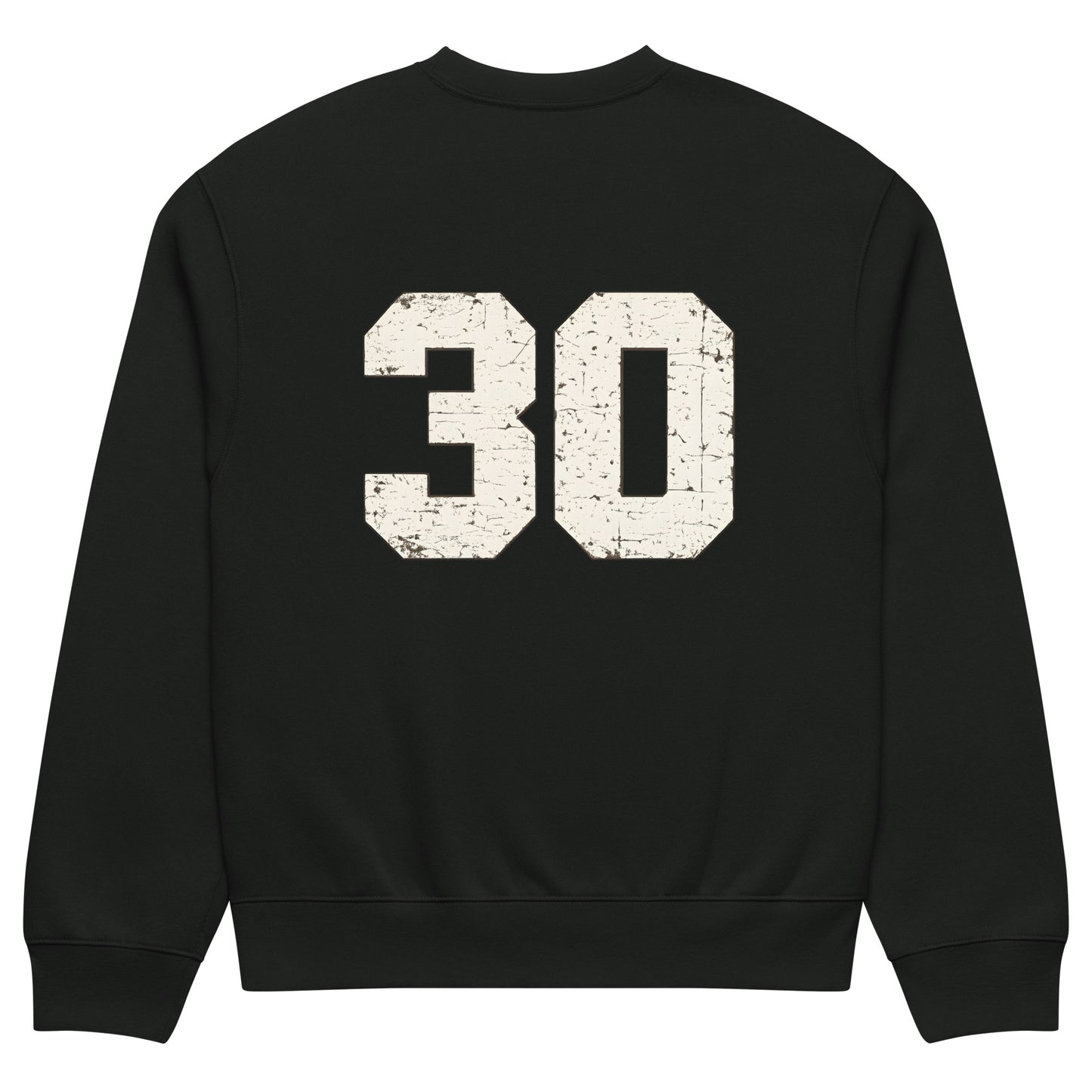 streetwear sweatshirt back view with varsity number 30 print
