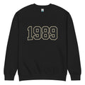 unisex streetwear sweatshirt front view with varsity number 1989 print

