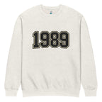 unisex streetwear sweatshirt front view with varsity number 1989 print

