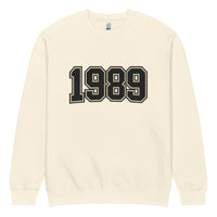unisex streetwear sweatshirt front view with varsity number 1989 print
