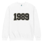 unisex streetwear sweatshirt front view with varsity number 1989 print
