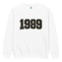 unisex streetwear sweatshirt front view with varsity number 1989 print
