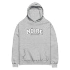 Heather gray Nöiré ESTB 2025 oversized hoodie, front product view, graphic streetwear