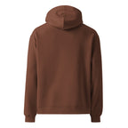 Chestnut oversized Nöiré hoodie, back hanging view, streetwear fashion