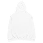 White oversized Nöiré hoodie, back product view, minimalist streetwear fashion