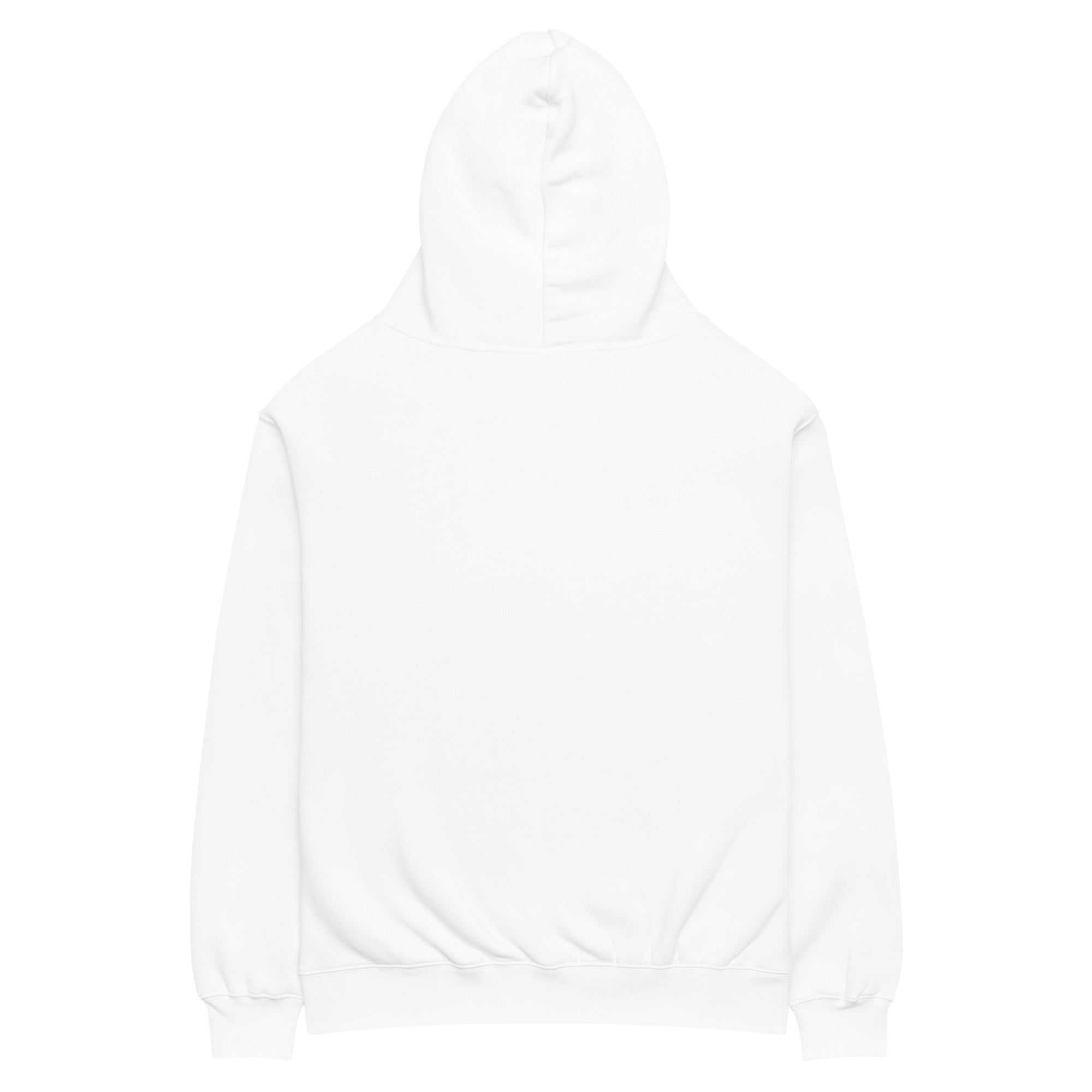 White oversized Nöiré hoodie, back product view, minimalist streetwear fashion