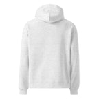 White Heather  oversized Nöiré hoodie, back hanging view, streetwear fashion