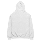 White Heather oversized Nöiré hoodie, back product view, minimalist streetwear fashion