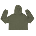 oversized olive green cropped hoodie back view minimal streetwear fashion
