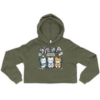 oversized olive green cropped graphic hoodie front view kawaii anime streetwear fashion