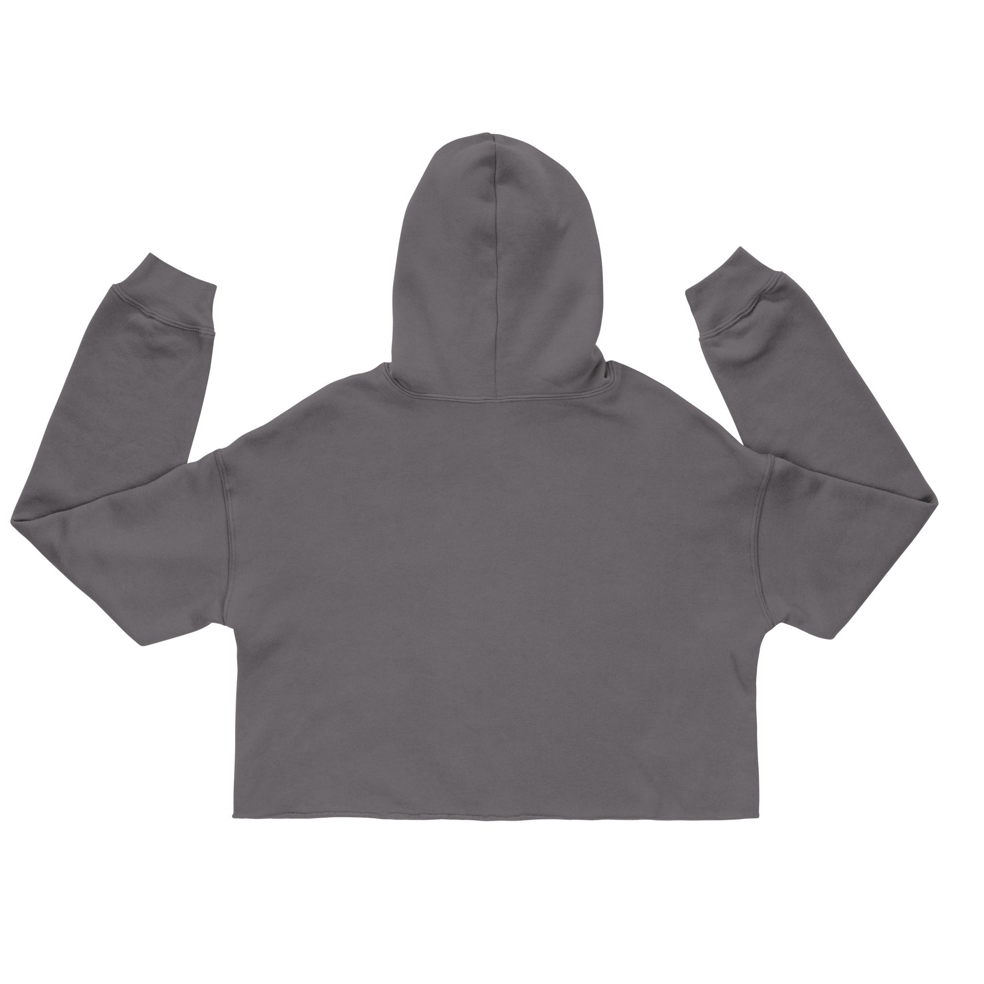 oversized gray cropped hoodie back view minimal streetwear fashion