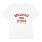 product front view white graphic t shirt monaco riviera vintage typography streetwear fashion